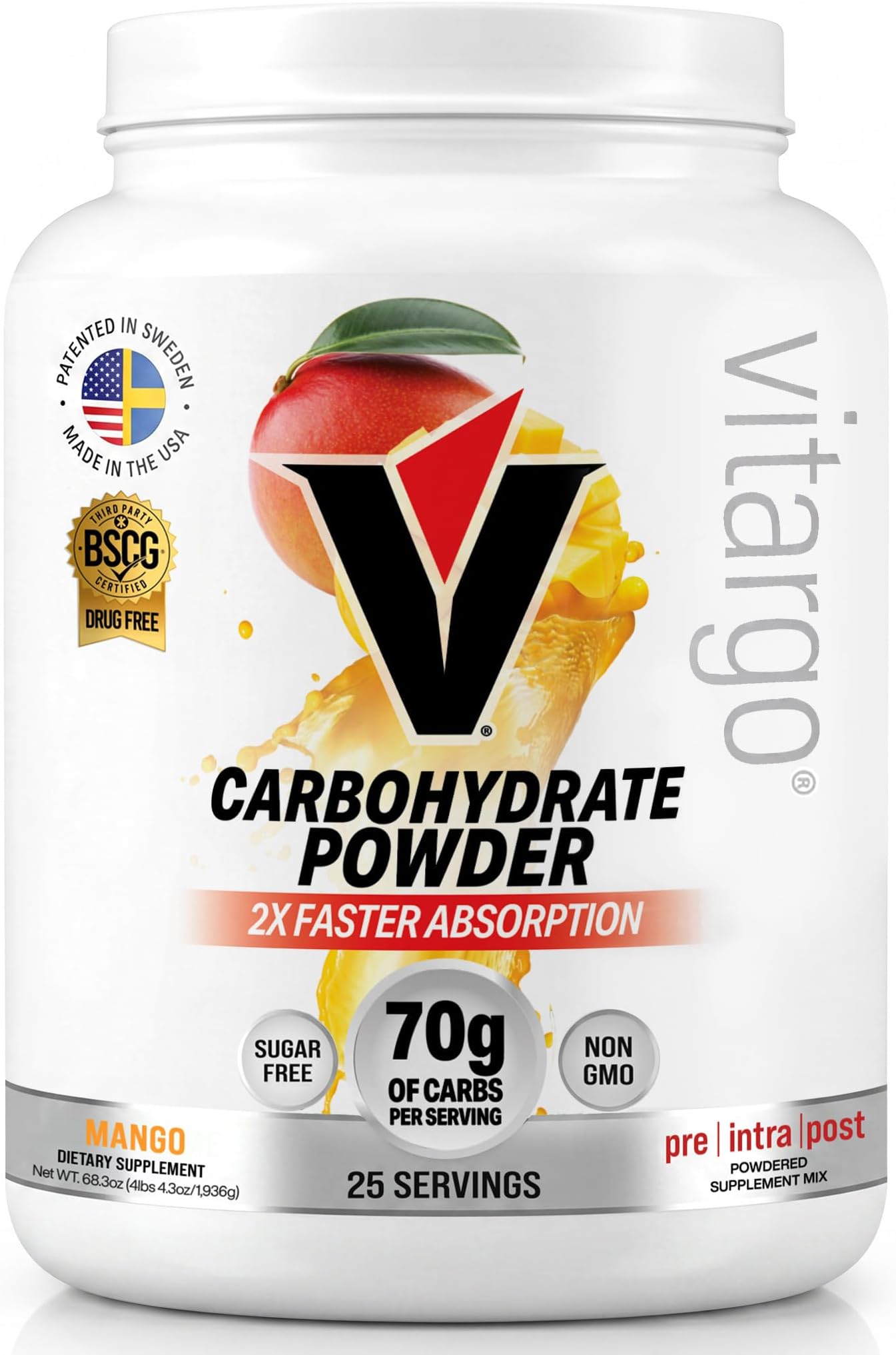 Carbohydrate Powder, Mango Flavor, 4 lb | Feed Muscle Glycogen 2x Faster | Pre-Workout & Post-Workout Carb Supplement for Recovery, Endurance, and Muscle Gain