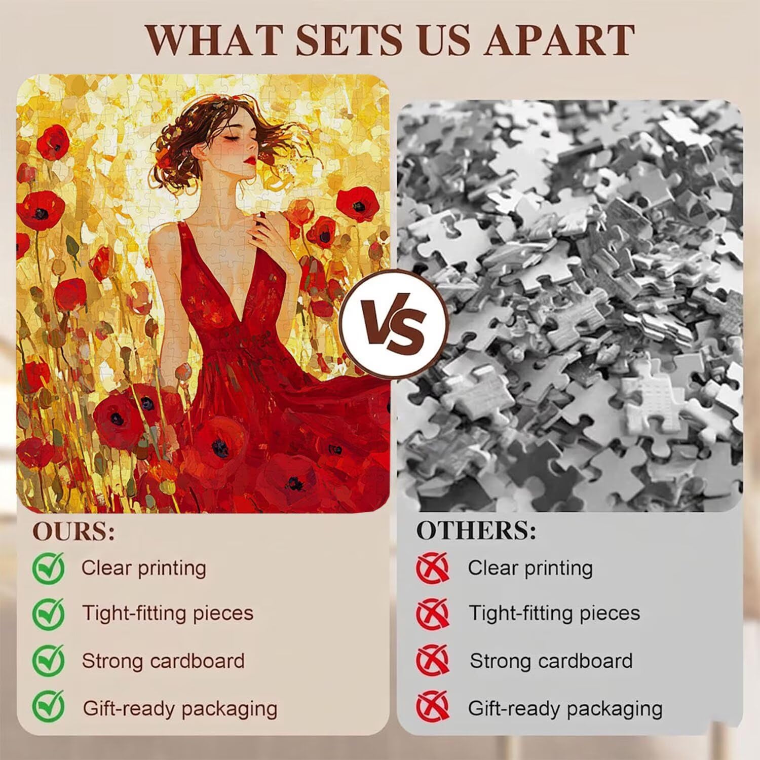 Puzzle 6000 Pezzi Classici, Puzzle Bellezza rosso 179 x 105 cm, Gioco Educativo e Antistress in Legno con Poster Incluso, Ttività DIY per Famiglia, Regalo per Appassionati, Decor Parete Casa, f0-748