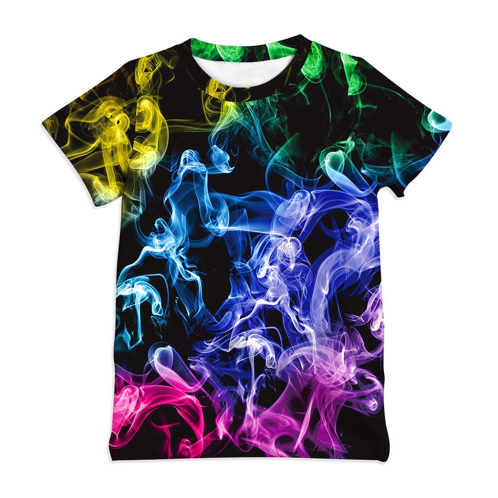 AinunoGraphic Tees for Boys Girls Kids 7-14Y, Summer Short Sleeve T Shirt Cool 3D Print