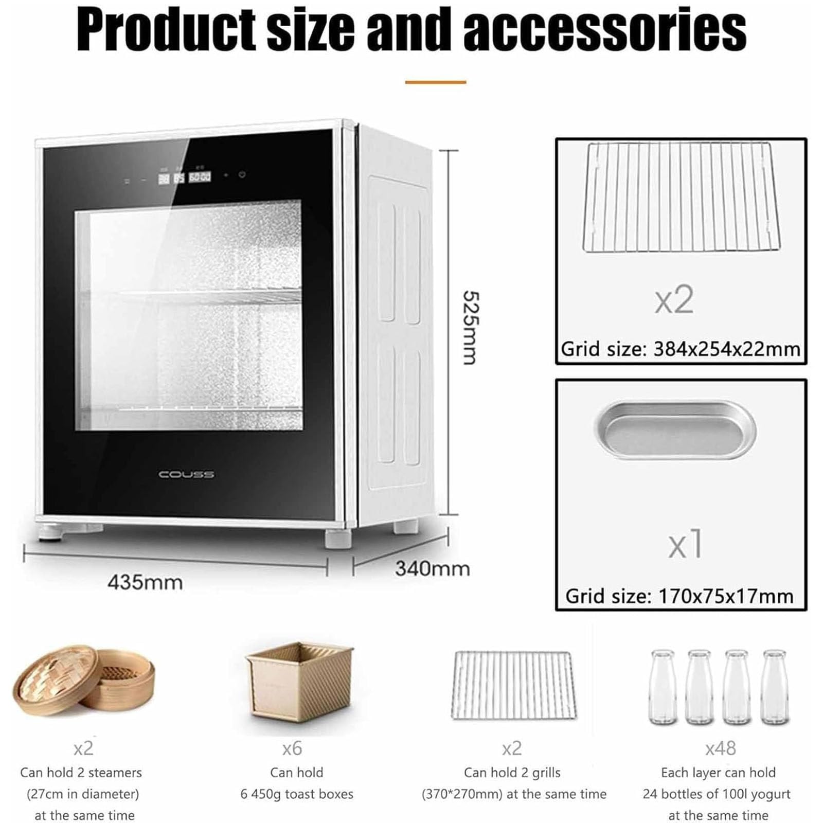 Fermentadora de Pan Casera de 40 L, Ideal para Cocina, Yogur y Pan, con Temperatura, Tiempo y Humedad Ajustables para una Fermentación Uniforme - Ideal para Uso Doméstico