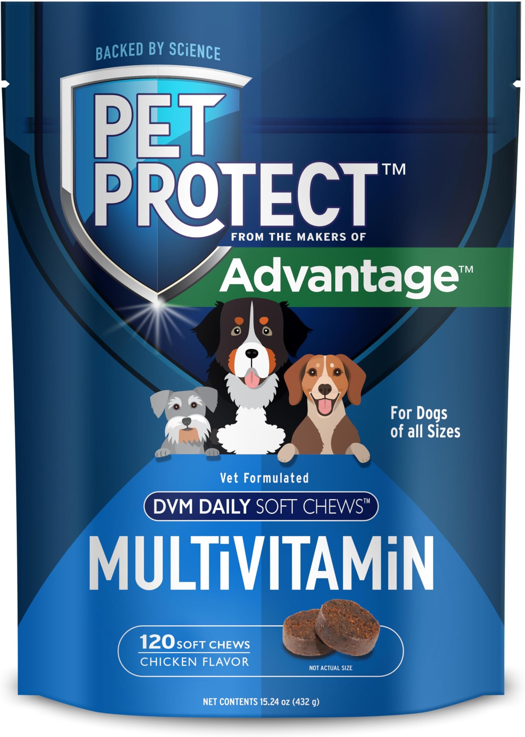 Dog Multivitamin, Vet-Formulated DVM Daily Soft Chews, Supports Ongoing Health & Wellness, Chicken-Flavor (120 Count)