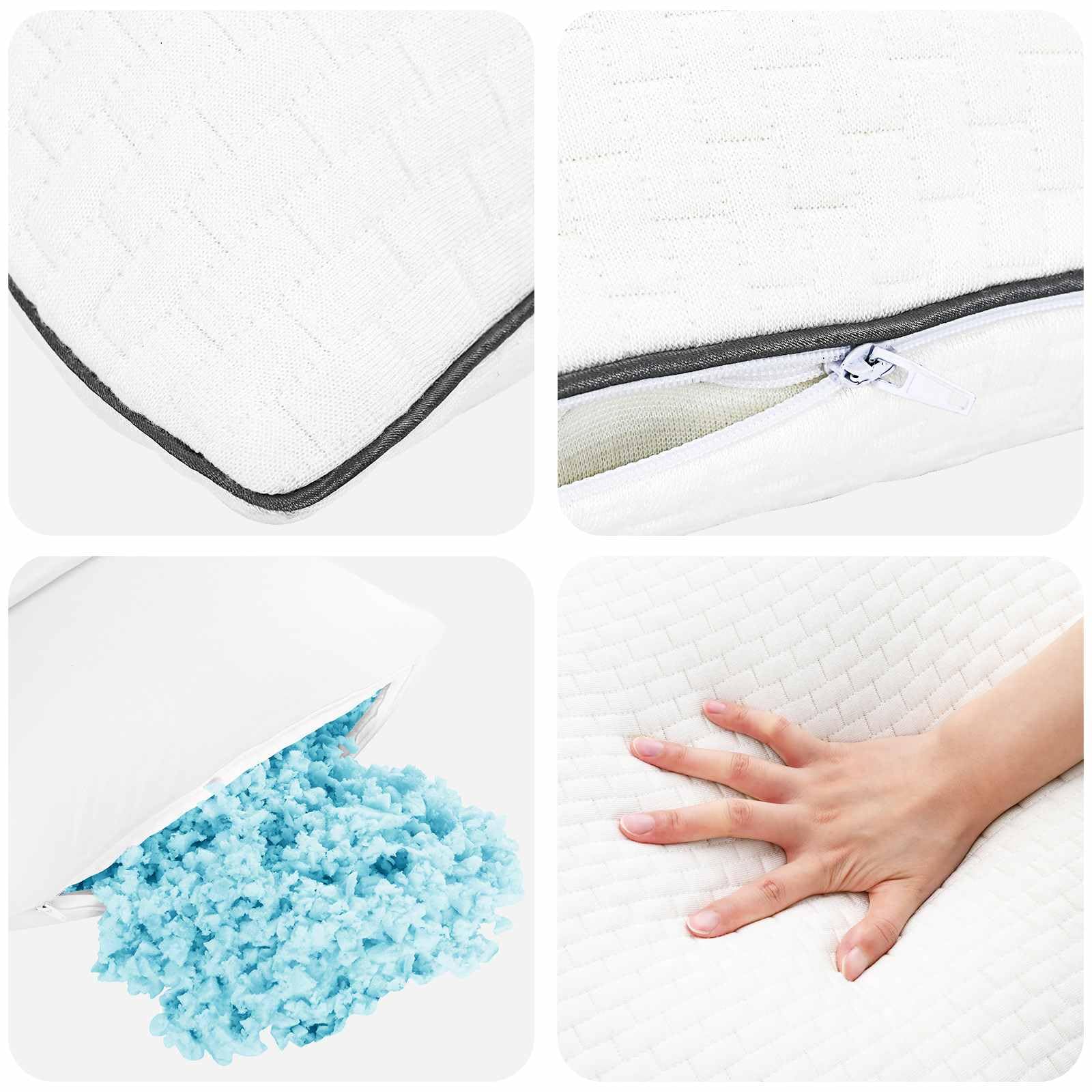 Shread - Almohada para dormir (50 x 30 x 11 cm, espuma viscoelástica, con funda transpirable y relleno ajustable para los lados, espalda y boca abajo, cama, sofá, habitación de invitados