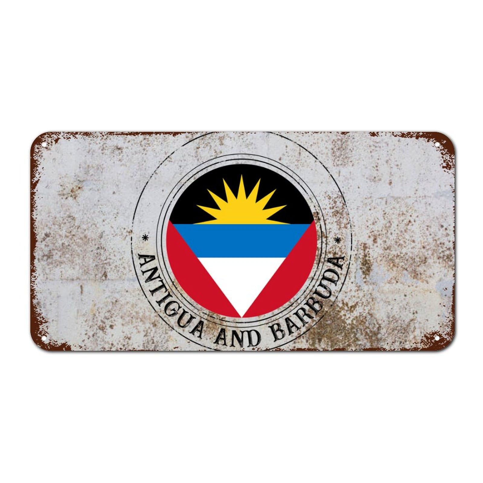 Yelolyio Antigua And Barbuda Flag Sign, Patriotic Country Metal Wall Art Decor, Antigua And Barbuda Metal Sign Tin Signs For Home, Bedroom, Gate Outdoor Wall Decor, 12 X 6 Inch