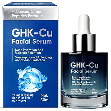 GHK-Cu Copper Peptide Facial Serum, EGF & Hyaluronic Acid Anti-Aging Formula - Collagen Boosting Serum for Wrinkles, Firming & Hydration, 30ml