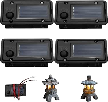 Solar Light Replacement Tops 4Pcs 1.6x2.8" Waterproof Replacement Solar Light Tops with LED Warm Lighting DIY Replacement Solar Panels for Garden Lights, Replacement Solar Panels
