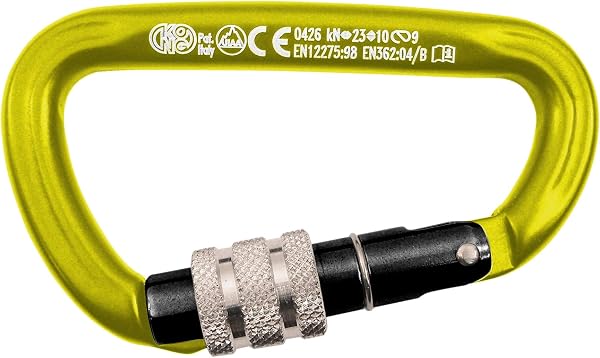 Kong. Trapper Screw Sleeve. Moschettone Arrampicata in Alluminio con Ghiera a Vite. Sistema Keylock Anti-Impiglio. Forma Compatta. Ingombro Minimo. EN 12275/B, EN 362/B. Peso 85g. - 2