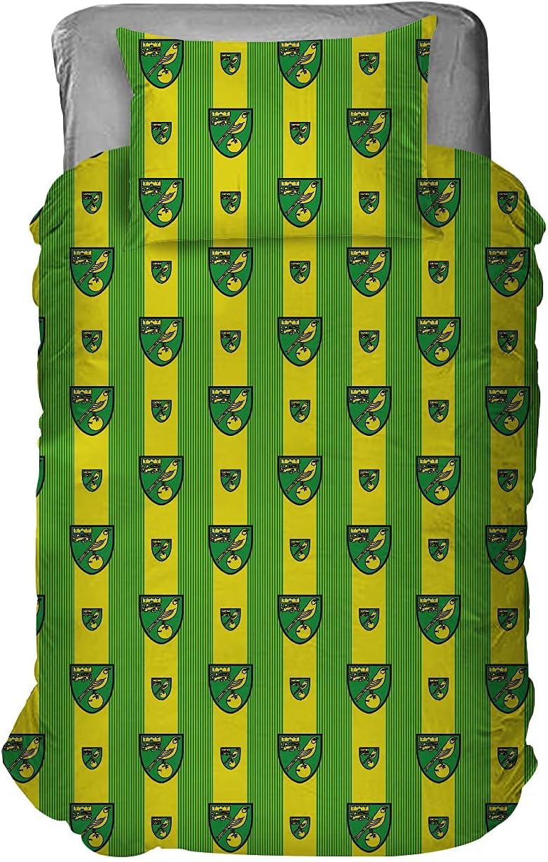 Norwich City F.C. Single Duvet Pin Stripe Green & Yellow Canaries Official License Bedding Championship Football Club - Image 5