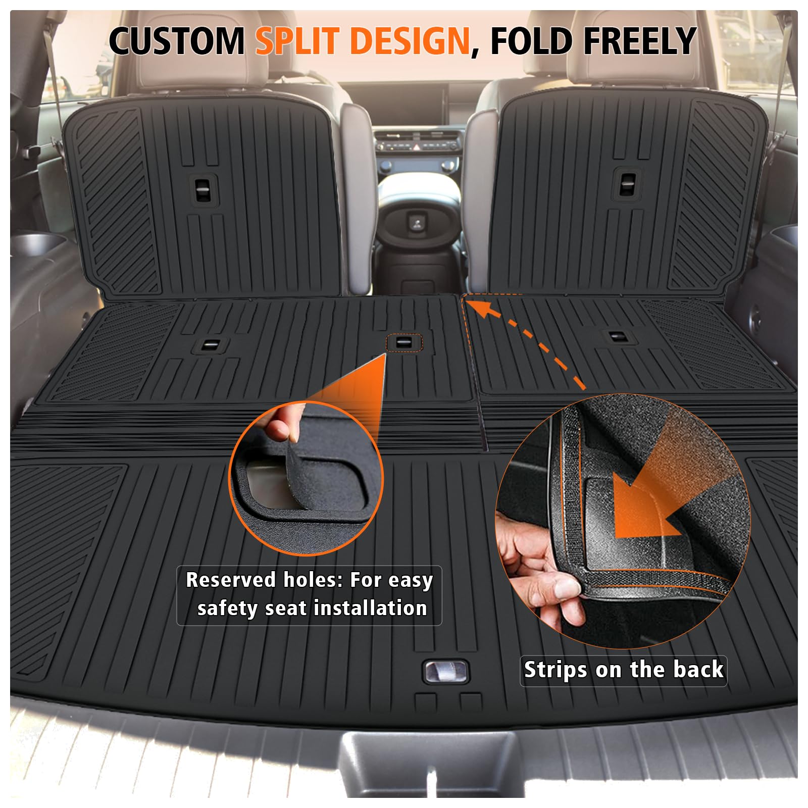 All Weather Car Floor Mats Cargo Liner with Backrest Mat for 2026 Palisade 7 Seater Only Fit Fuel — view 6