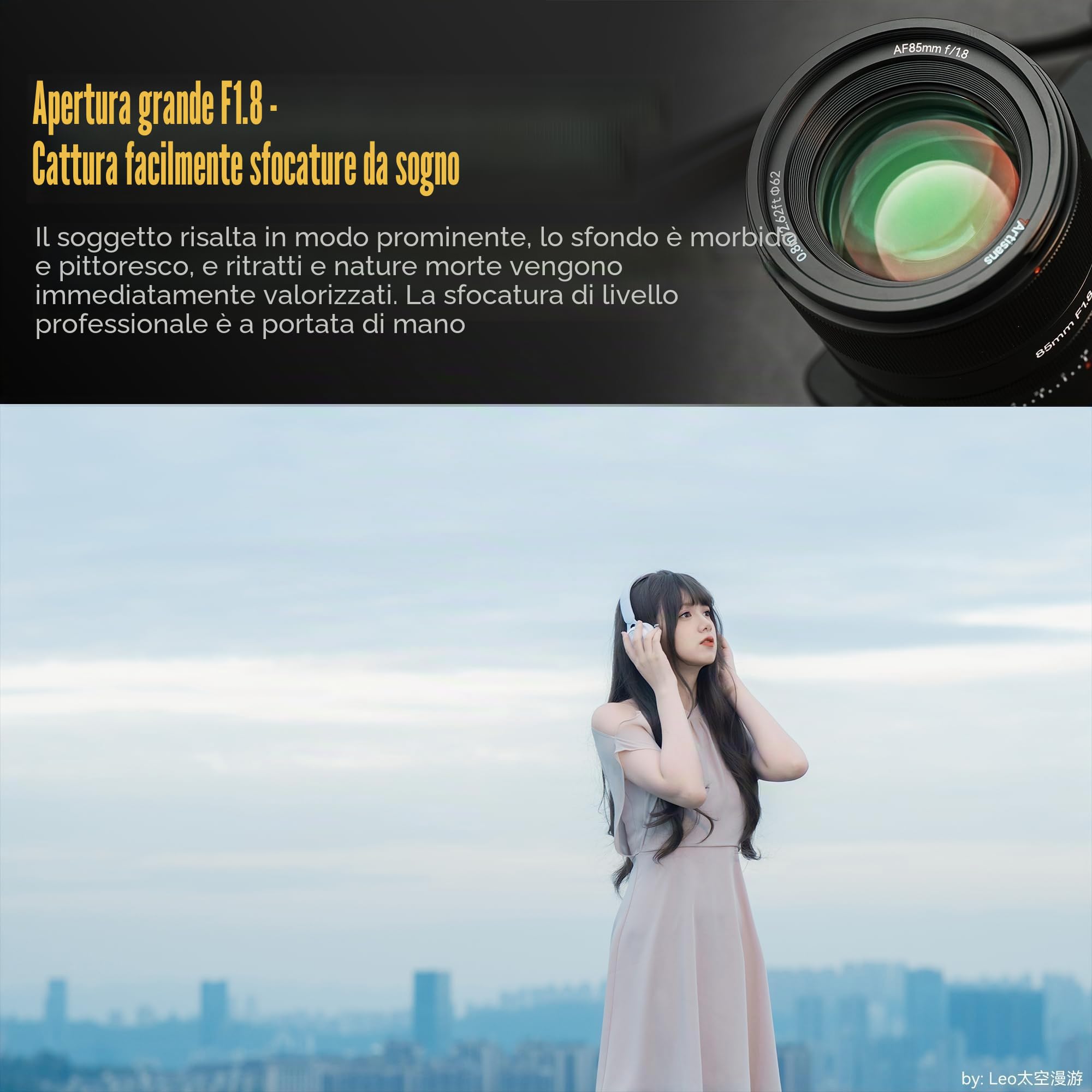 7artisans Obiettivo automatico ritratto AF85mm f1.8, compatibile con fotocamere Panasonic LUMIX S Series/Sigma L Series (nero)