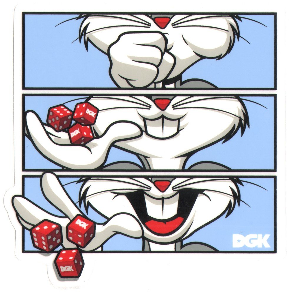 Dgk Dirty Ghetto Kids Skateboard Sticker Iconic Bugs Bunny Tribute Cartoon 12 5cm Wide Approx Hip Hop Skate Snow Surf Board Bmx Skateboarding Amazon Co Uk Sports Outdoors