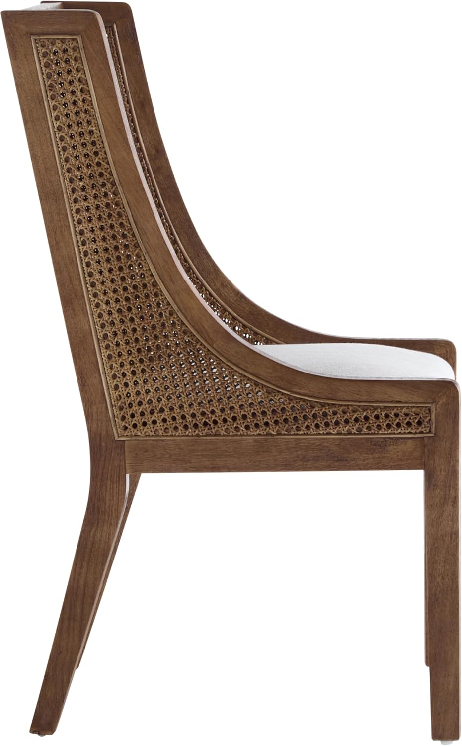 Christopher Knight Home Yone Dining Chairs Set of 2, Modern Dining Chair with Fabric Upholstery, Rubberwood Frame Kitchen Chairs with Cane Webbing, Extra Seat for Dining Room, Beige + Brown