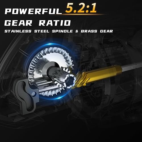 Miniatura 7 de Carrete de pesca giratorio para agua salada, 13+1BB, carretes de pesca ultra suaves para agua salada, potente freno de carbono, bobina y mango de