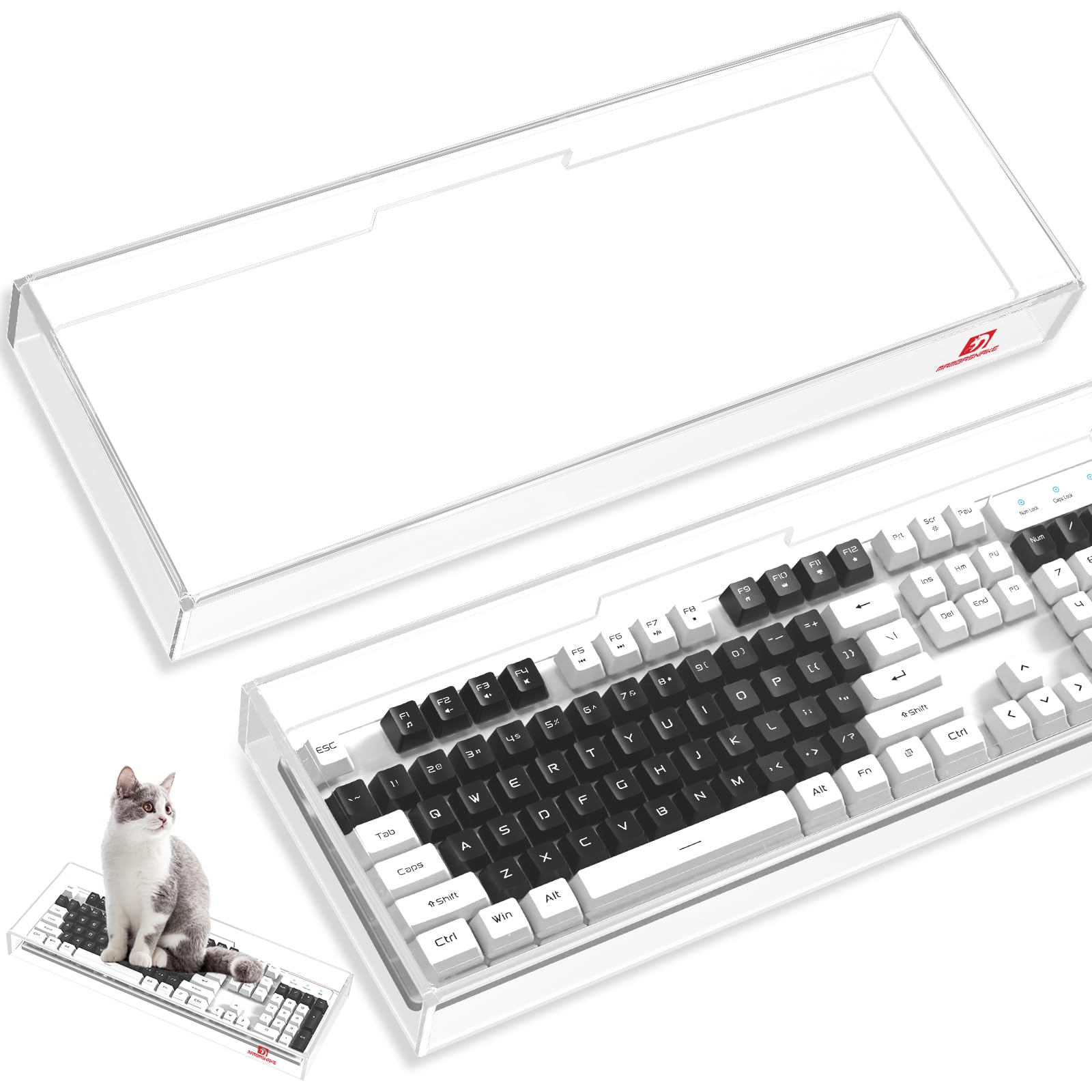 MAMBASNAKE Cubierta de Teclado acrílica Premium de 98 Teclas Cubierta Antipolvo Cubierta de Teclado Transparente antigolpes Impermeable para Teclado mecánico, 44,2 * 16,5 * 4,8 cm, K61 K68 K87 K98