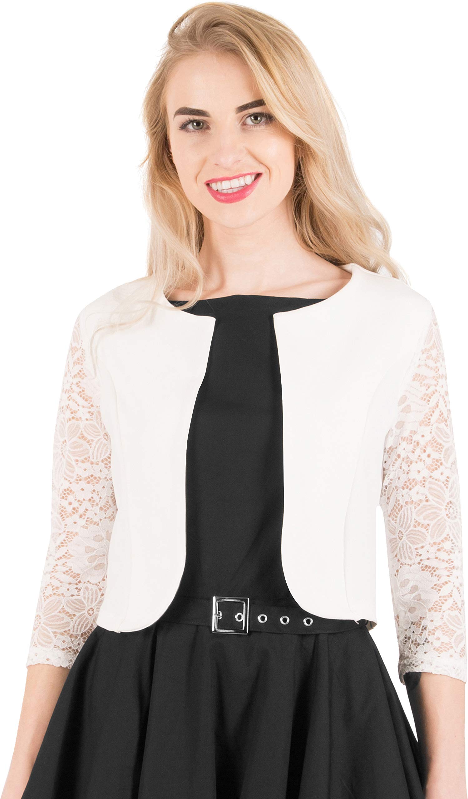 BlackButterfly 3/4 Manga de Encaje Abrir Bolero Noche Chaqueta Blusa
