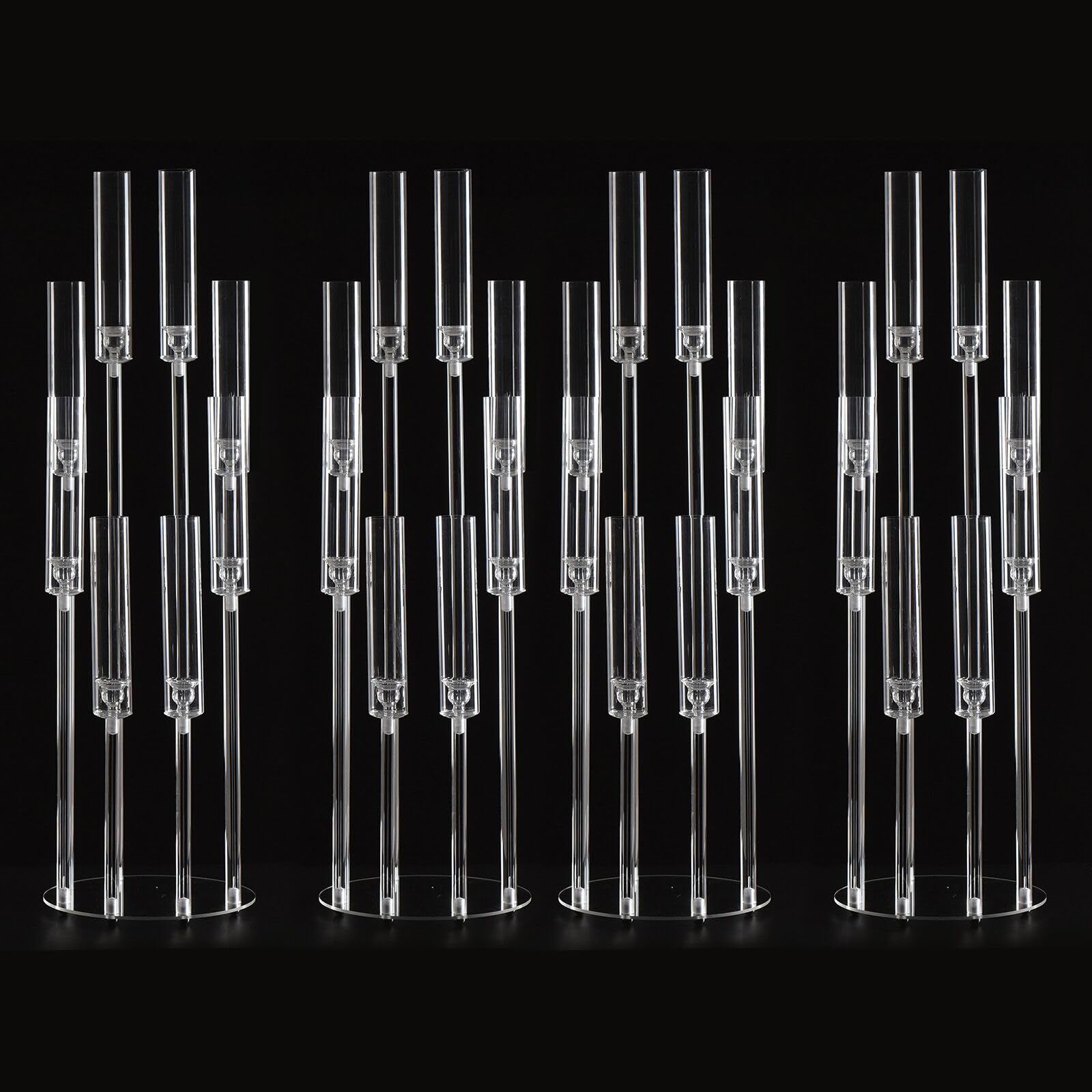 VINCIGANT 4 Sets 8 Arms Clear Candelabra Candle Holder for Wedding Decorations,38.5 inches Tall Arcylic Candlesticks Holder with Shade forTable Dinner Party Fireplace Decoration