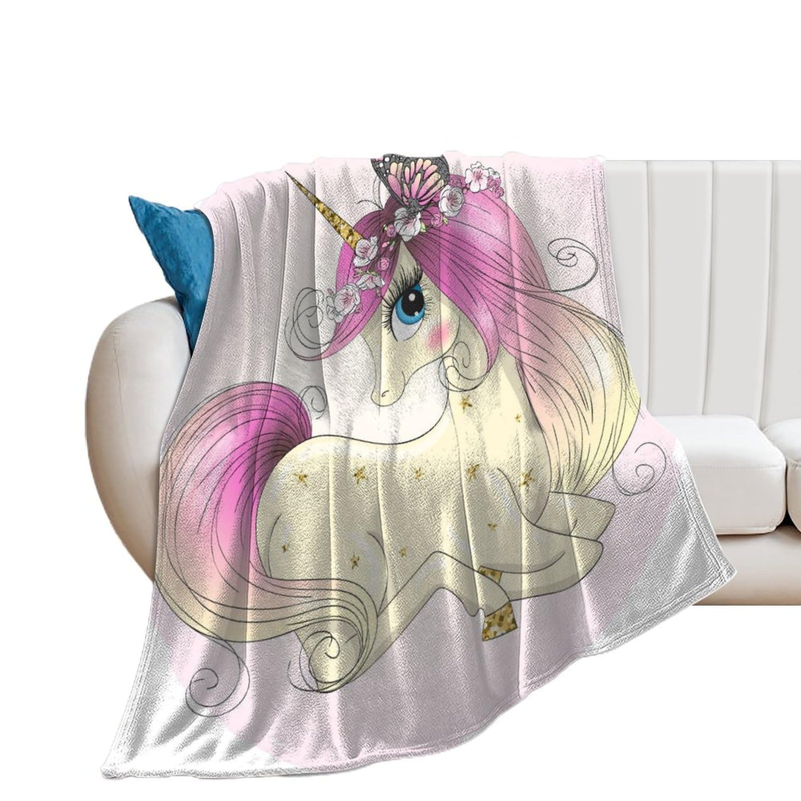 Couverture polaire licorne pour des soirées cocooning sur le canapé
