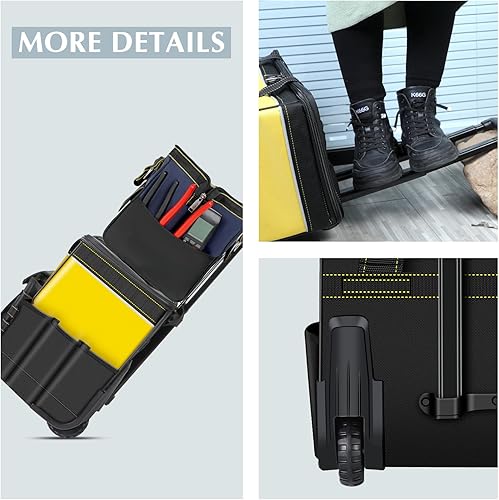 Miniatura 5 de Bolsa de herramientas rodante de 21 pulgadas con ruedas, portátil, impermeable, grande, organizador de almacenamiento de herramientas con mango