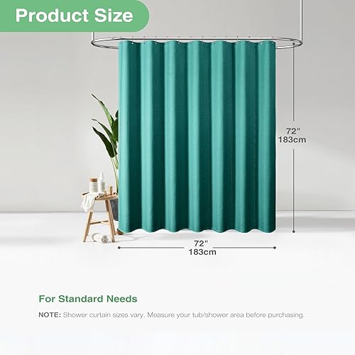 Vista 337 de Dynamene Cortina de ducha larga de tela negra – Cortinas de ducha de tela alta y resistente con textura de gofre, juego de cortina de baño de lujo