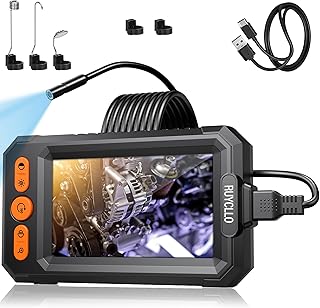 Endoscópio com ecrã IPS 4,3" 1080P HD, câmara endoscópica impermeável IP67, com 8 LED, cabo semirígido de 5 m, câmara de inspeção para canos, automóveis, casa, esgoto