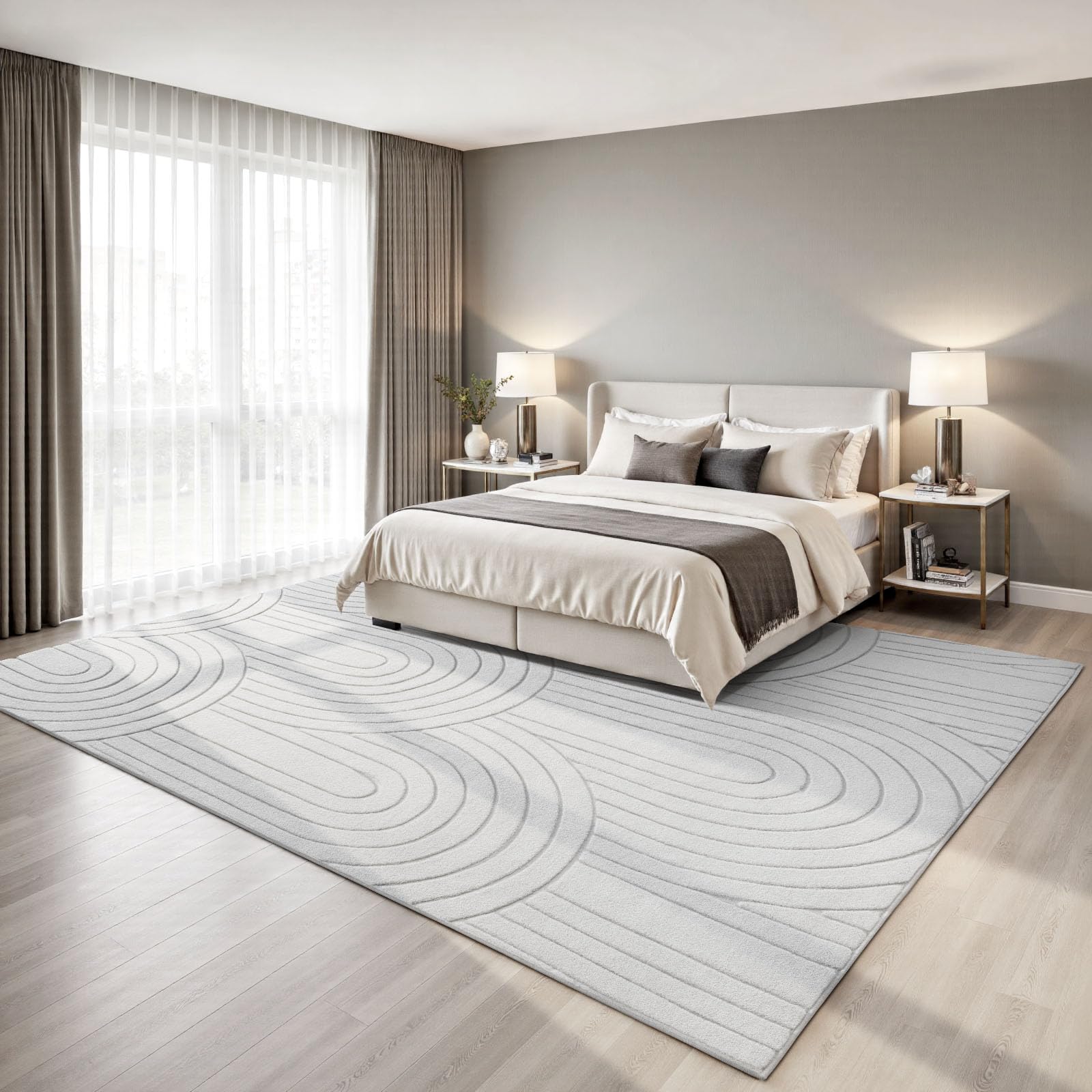 Sour Lemon Tapis de salon lavable, moelleux, gris, 160 x 230 cm