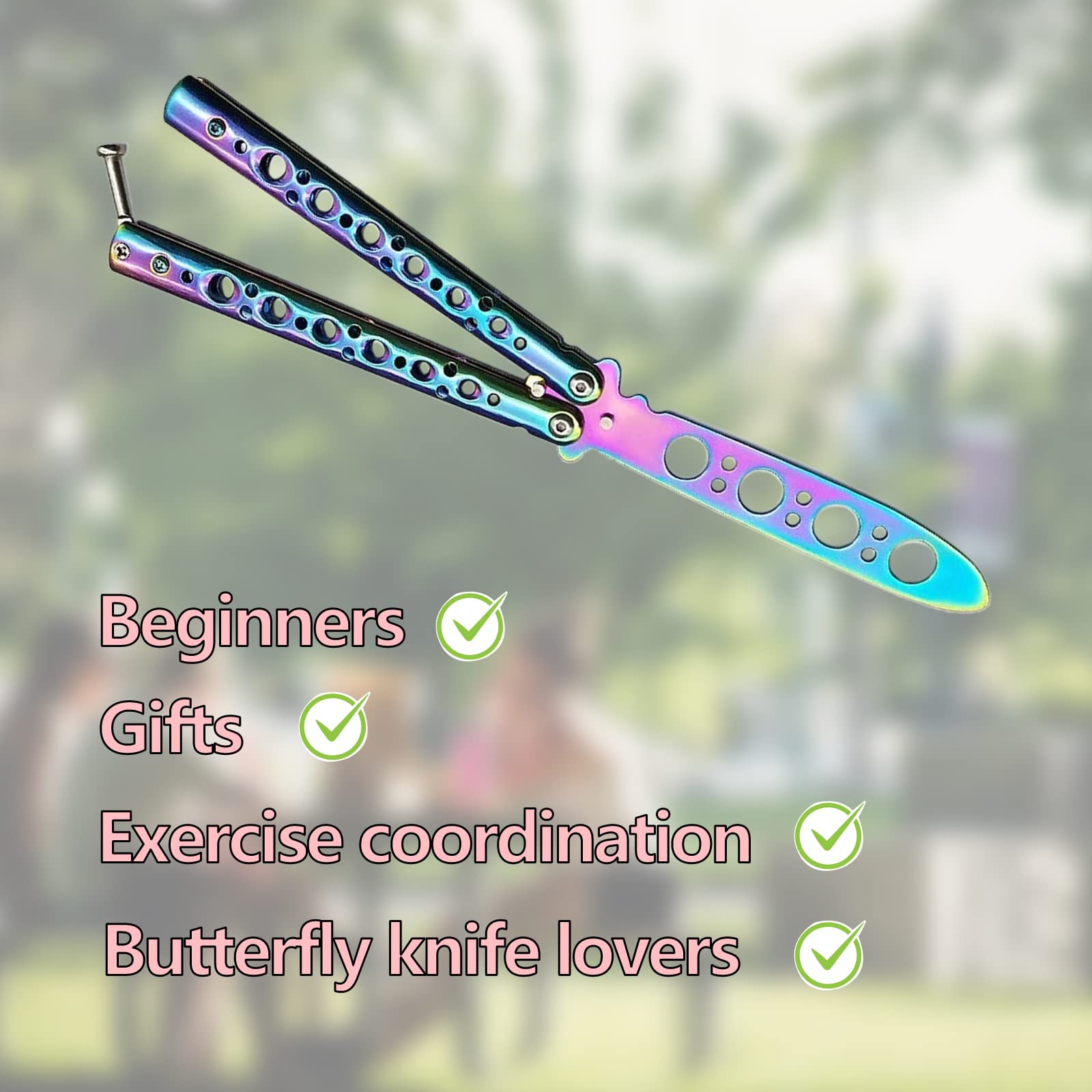 ZoeTekway Butterfly Trainer Cuchillo de Práctica Mariposa Arco Iris sin Hoja Afilada para Principiantes