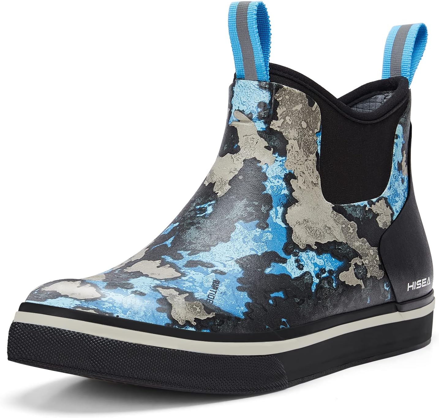 HISEA Men's Deck Rain Boots Saltwater Fishing Booties Waterproof Ankle Rain Boots with High Traction
