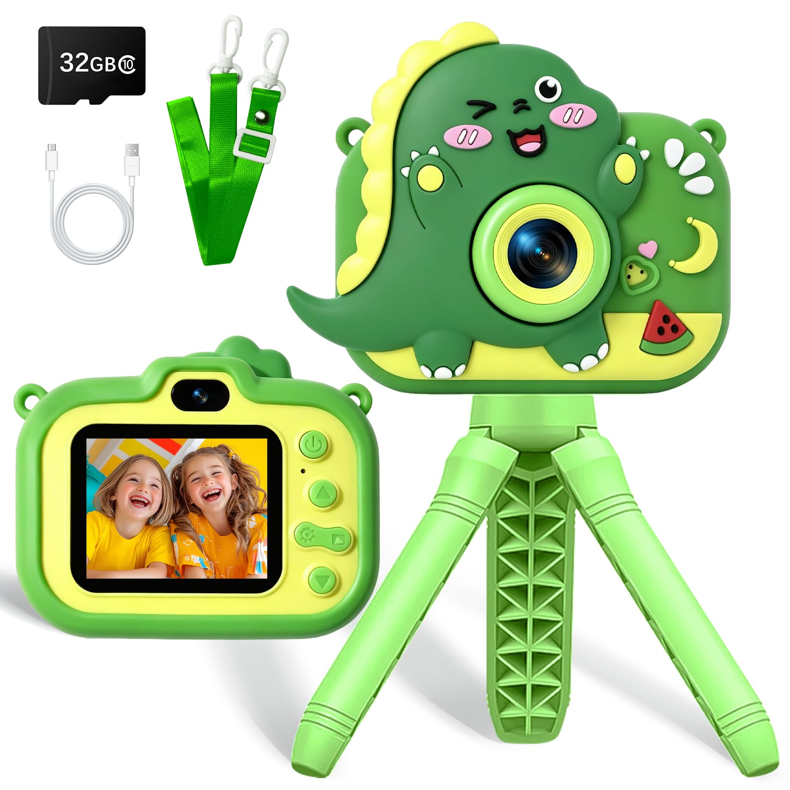 Kinderkamera, 1080P HD Digitalkamera für Kinder mit 2,0" Bildschirm & 32GB-Karte, Geschenke für Geburtstag Weihnachten, Fotoapparat Spielzeug für 3-12 Mädchen Jungen