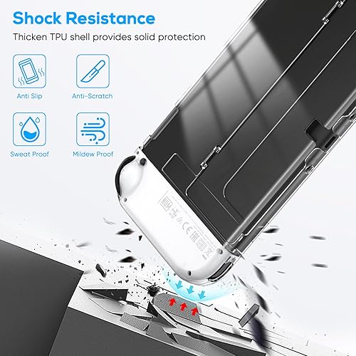 Miniatura 2 de Upgraded Dockable Case for Nintendo Switch OLED, MENEEA Clear Protective Case for Nintendo Switch with Tempered Glass Screen Protector & 8 Thumb