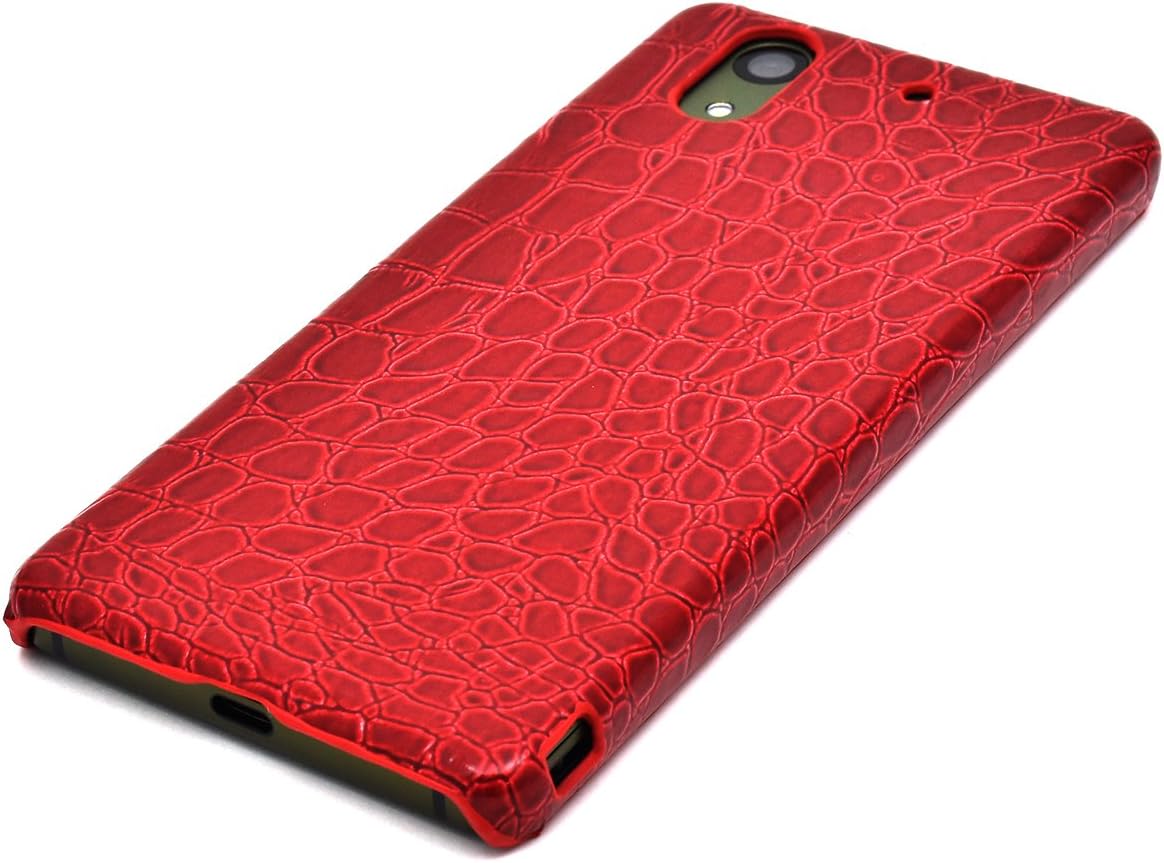 PLATA Arrows NX F-01K Case Back Cover Crocodile Leather Crocodile Embossed Design [Red]