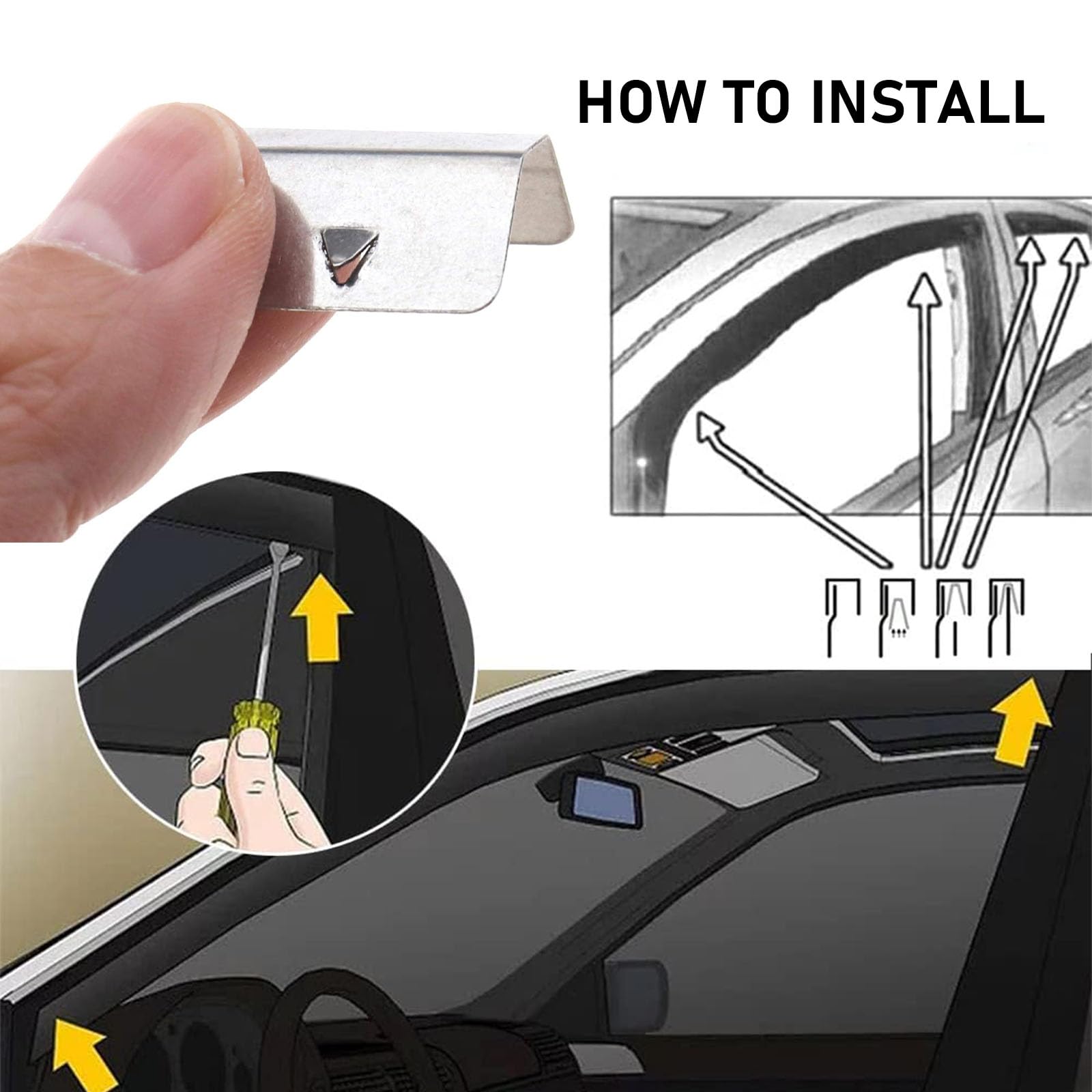 Clip di Fissaggio per Auto 12pcs auto pioggia deflettore canale in acciaio inox fissaggio clip di fissaggio adatto per HEKO G3