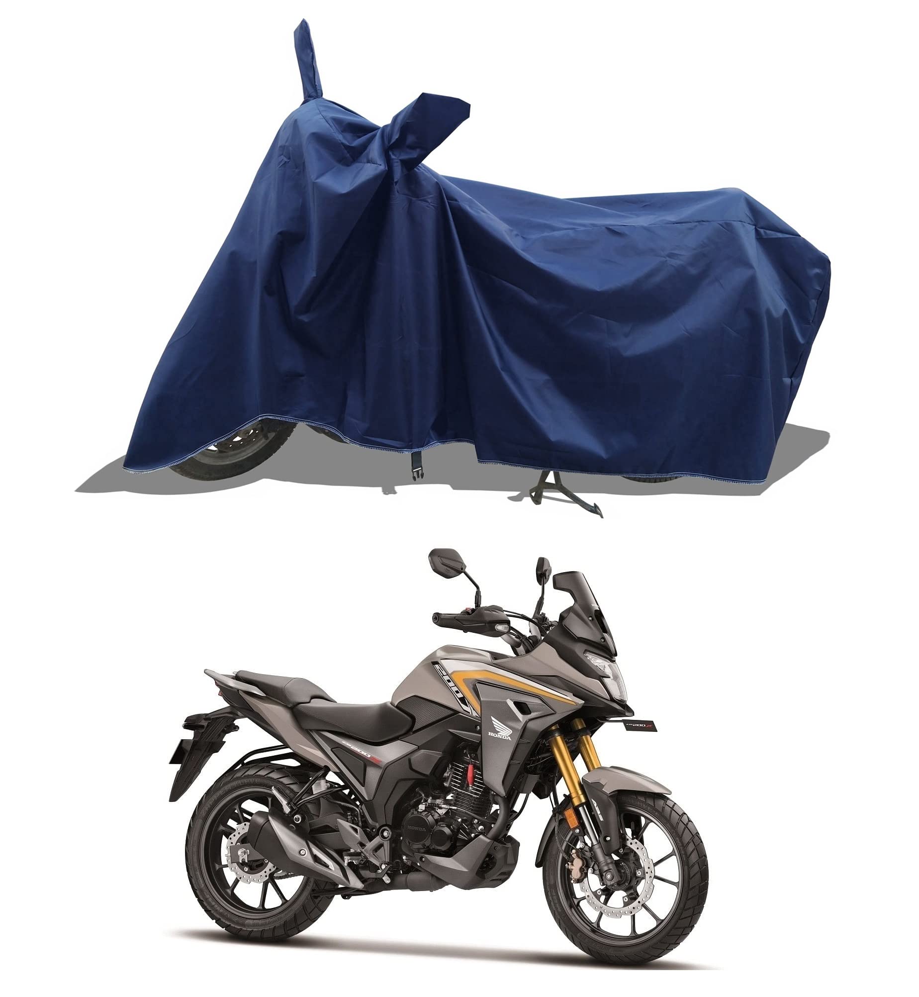 ROMEIZ - Bike Cover for CB 200 X New BS6 Cover with Water-Resistant and Dust Proof Premium 190T Fabric_Entire Navy