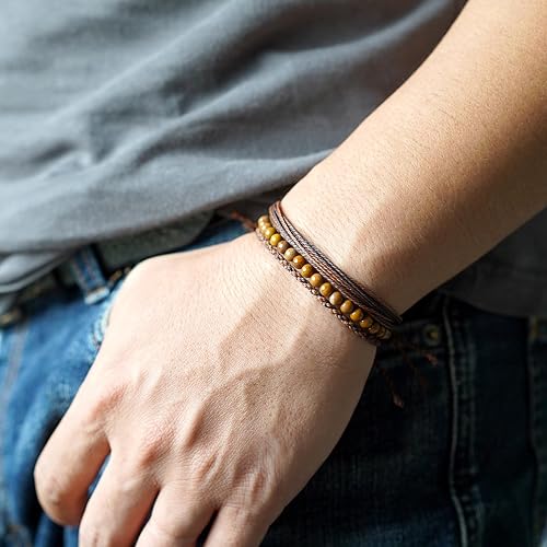 Miniatura 471 de Handmade Natural Stone Beaded Healing Bracelet Gift for Men Adjustable Rope String Bracelet