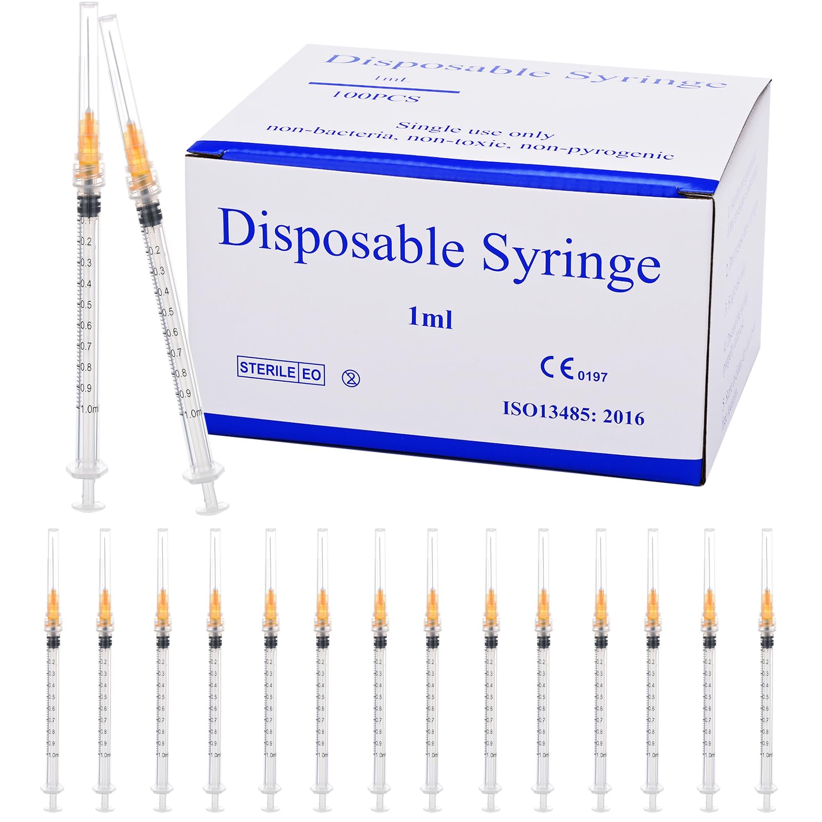 Photo 1 of 100 Pack Luer Lock 1ml 25Ga 1" Disposable Dispensing Lab Syringes, Scientific Industrial Supplies, Individually Wrapped