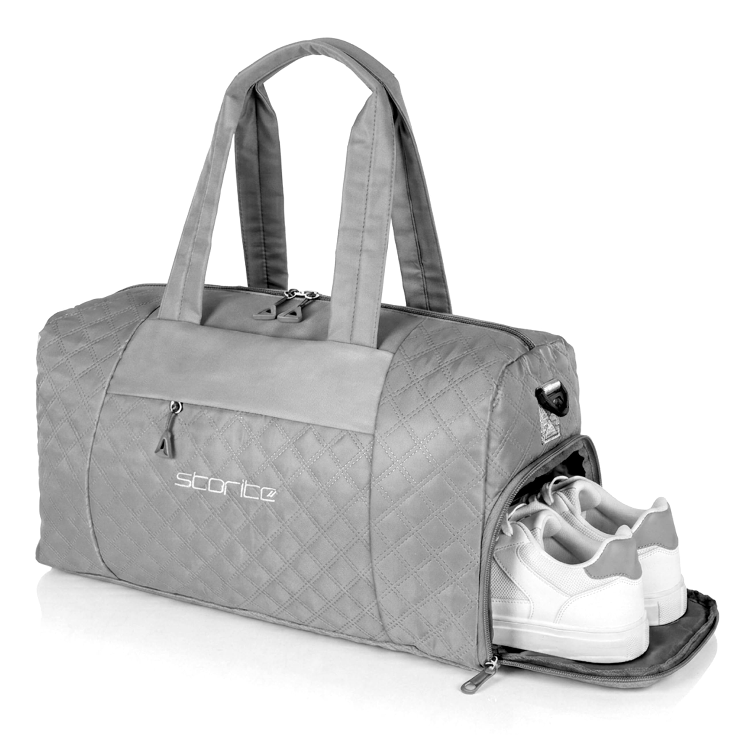 storite 42 Cm Imported Multi Purpose Travel Duffle Bag for Women with Dry and Wet Pocket, Lightweight Waterproof Luggage Bag with Shoe Compartment (Grey)-picture-33