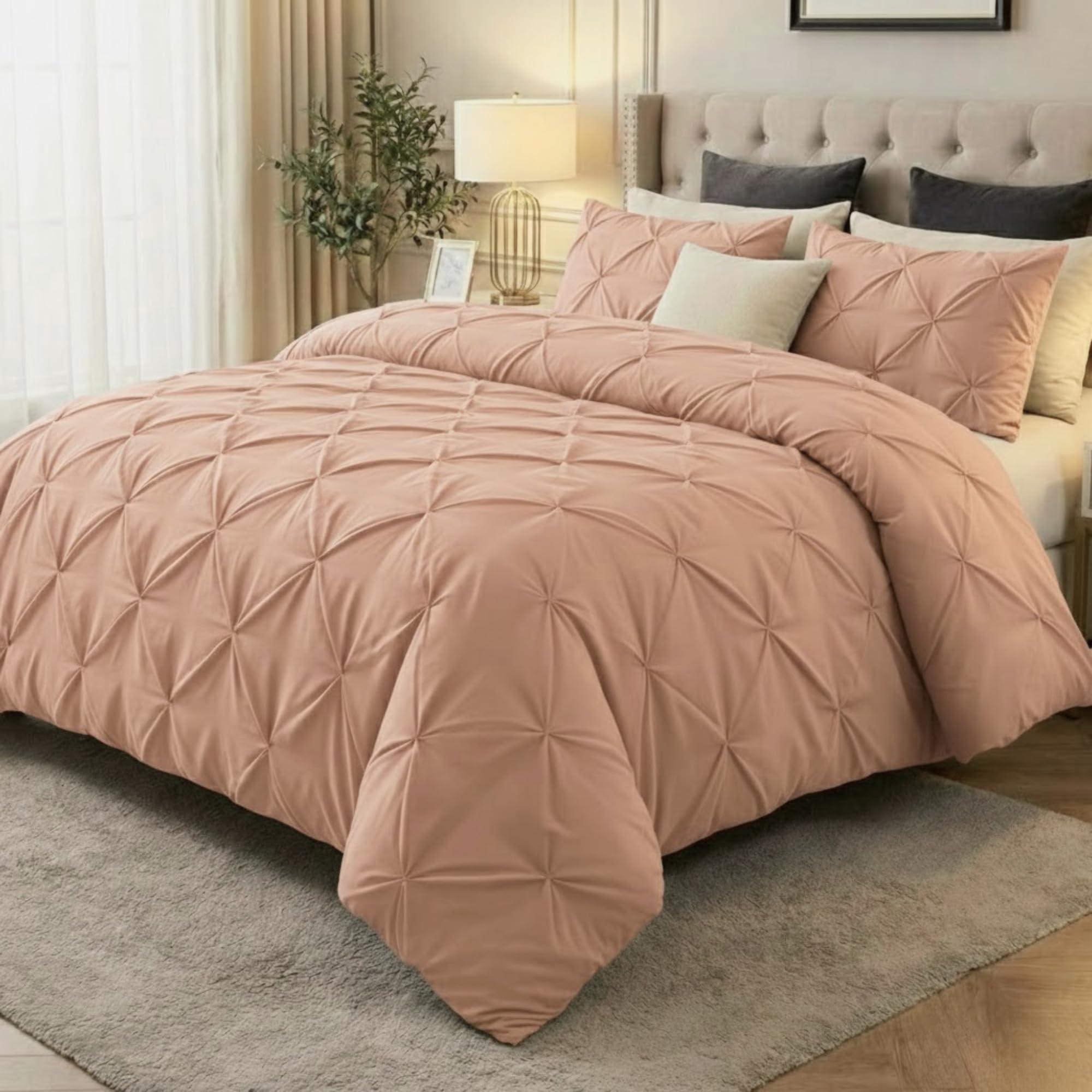 Z&A Homz Z&A Bedding Silver Pintuck Duvet Covers Super Single - Soft Brushed Microfiber Quilt Cover With Pillow Cases - Breathable & Washable Comforter - Easy Care Set