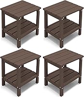 Vista 41 de KINGYES Juego de 2 mesas auxiliares para exteriores, mesa auxiliar Adirondack de doble capa, Aruba