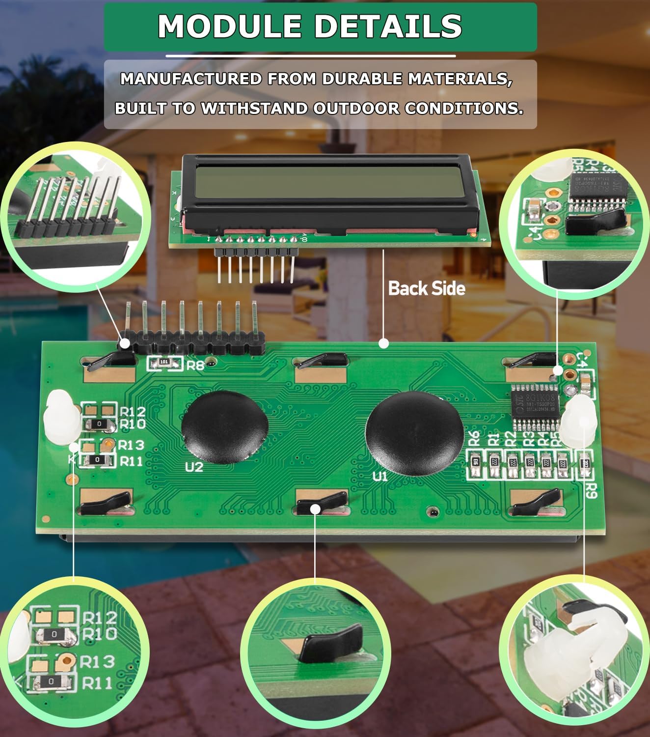 Camoo 013640F LCD Display Pool Stat Kit for Raypak RP 2100 Pool Heater Digital Pool Heater Models 185B 265B 335B 405B, Fits Circuit Board 013464F, for 601944 PC Board, RAY013640F