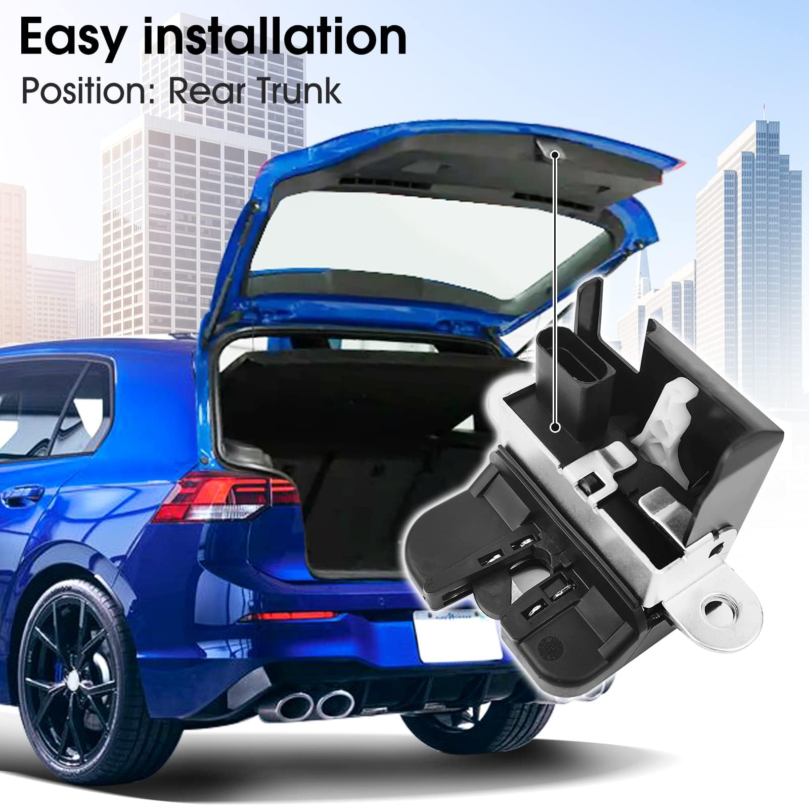 Serratura per portellone posteriore, per bagagliaio, compatibile con Golf MK5 MK6 1T1 1T2 1T3 3C5 B7 6R1 6C1 5N, ricambio per 5K0827505A 1T0827505H