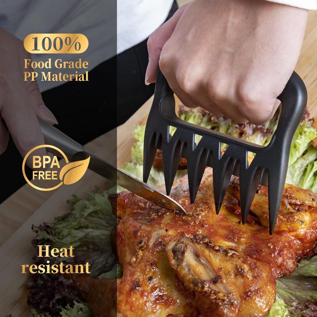 SGERUFZ 2 PCS Artigli per Carne, Artigli Pulled Pork, Artigli Forchettone Barbecue, Artigli di Carne da Barbecue BBQ per Sminuzzare e Mescolare, per Sminuzzare Carne di Maiale, Pollo