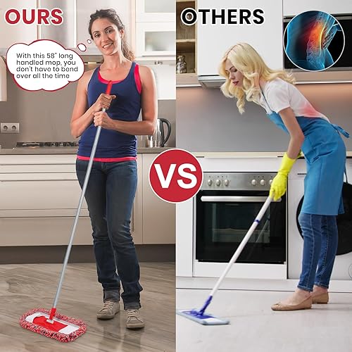 Miniatura 4 de MAVRIZ Trapeadores antipolvo para suelos de madera dura, lavable en húmedo y seco, con mango largo de 58 pulgadas, mopa de microfibra para suelos