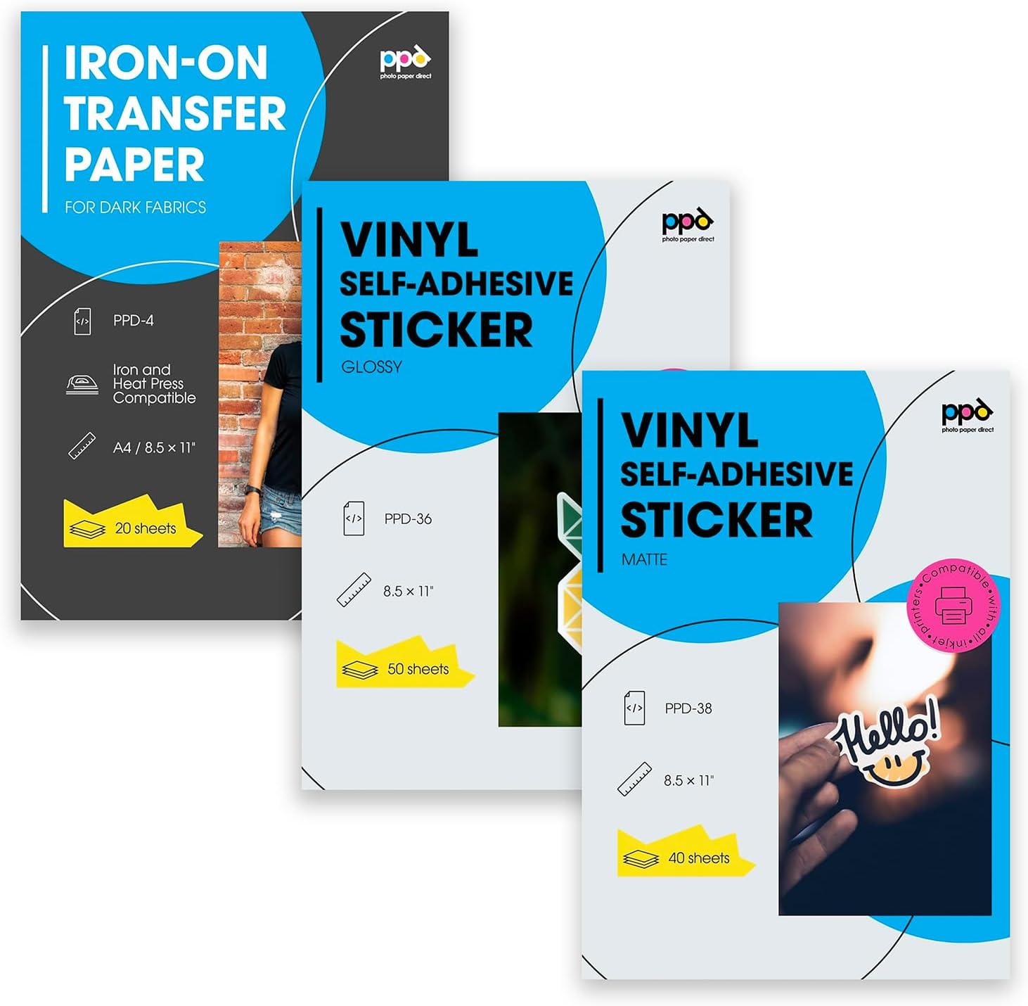 PPD Transfer Paper for Dark Fabric, Matte and Glossy Self