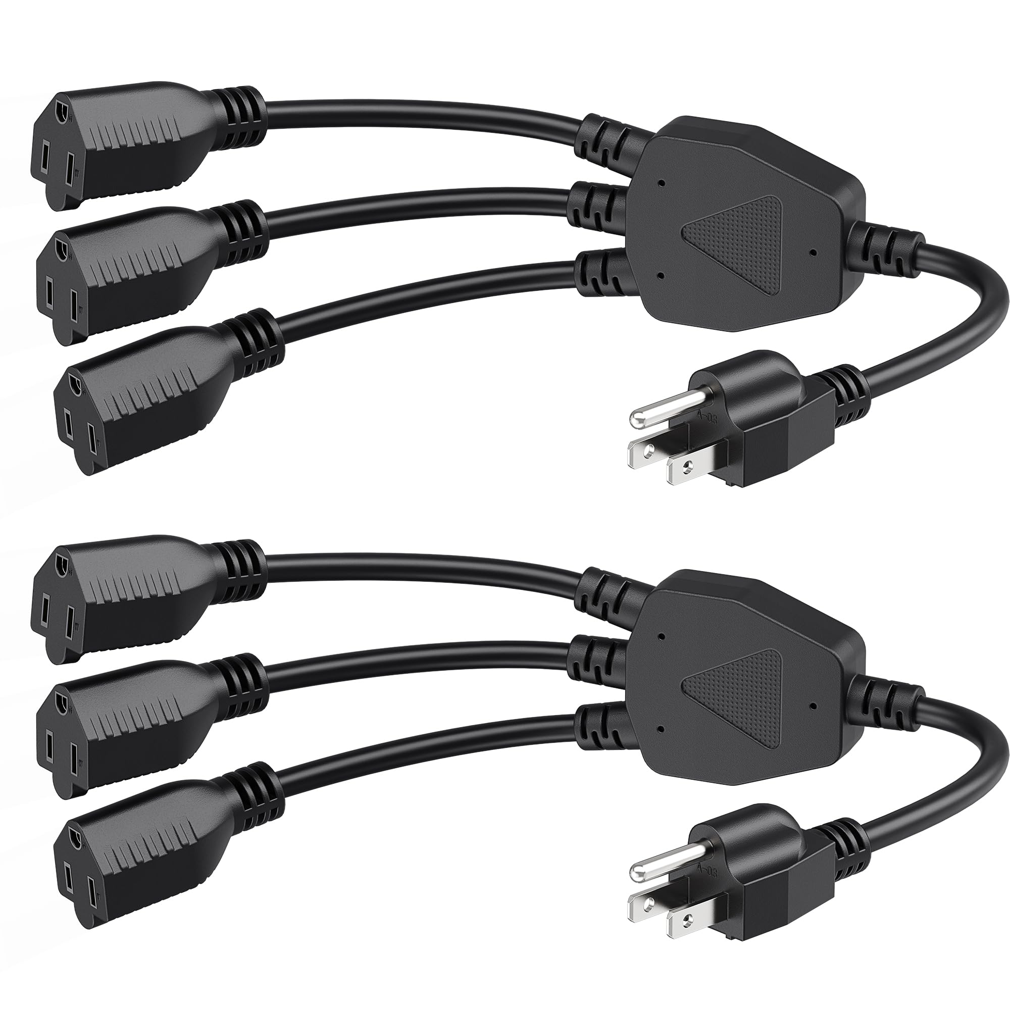 Photo 1 of [ETL Listed] Cable Matters 2-Pack 3 Outlet Power Splitter Cord - 1.5ft, NEMA 5-15P to 3X NEMA 5-15R, 16 AWG Outlet Saver, 3 Way Extension Cord Splitter