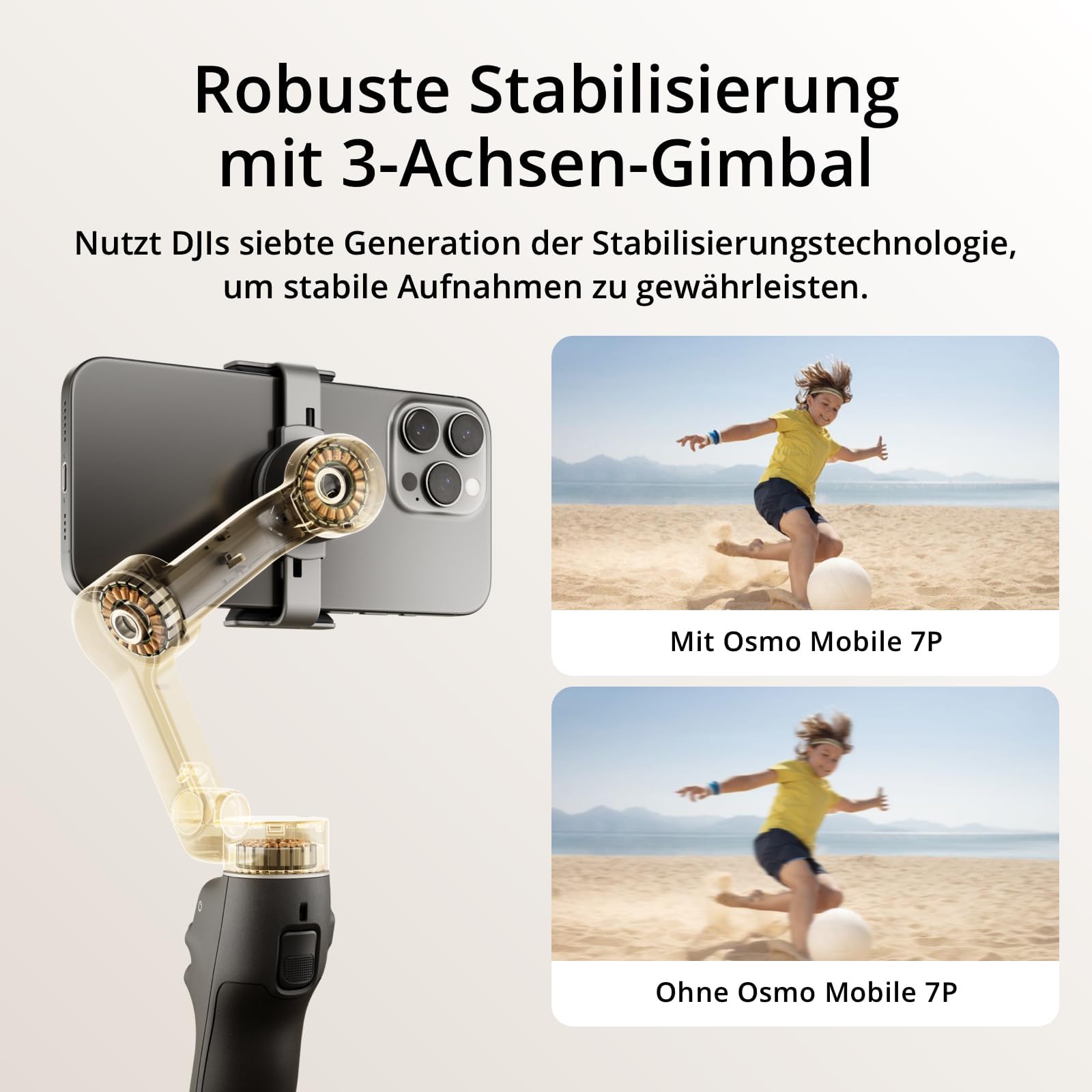 DJI Osmo Mobile 7P + Mic Mini TX (Polarweiß), Gimbal-Stabilisator für iPhone, Android, Natives Tracking, Audioempfang, Beleuchtung, 3-Achsen-Smartphone-Gimbal, Integrierter Verlängerungsstab & Stativ
