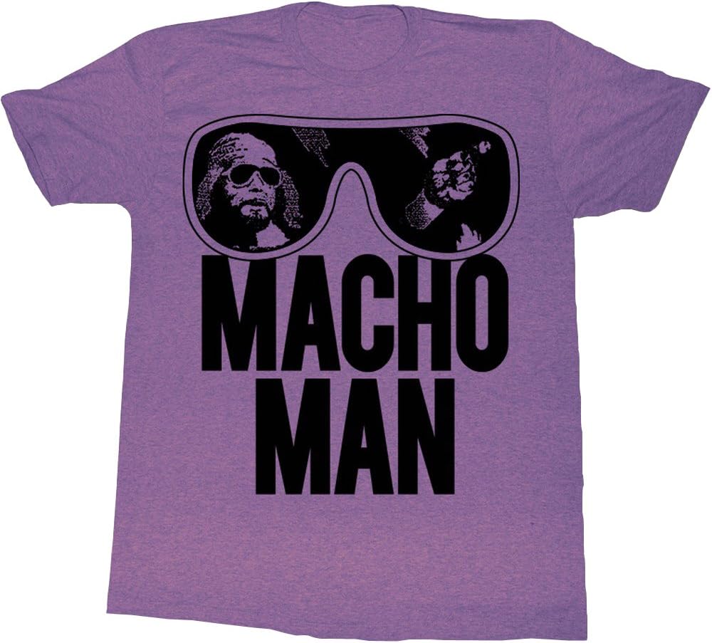 Macho Man Wrestler Ooold School Purple Adult T-Shirt Tee, Neon Purple Heather