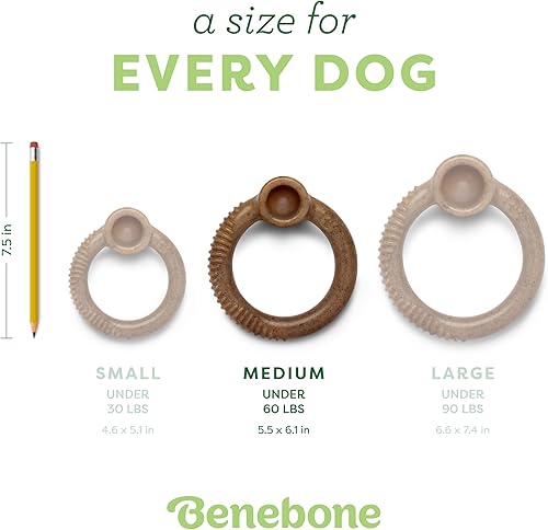 Miniatura 4 de Benebone Ring - Juguete masticable duradero para perros masticadores agresivos, tocino real, fabricado en Estados Unidos, mediano