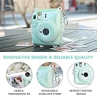 Vista 3 de Caiyoule Funda transparente Mini 12 - Funda protectora para cámara compatible con Fujifilm Instax Mini 12, funda rígida de PC para cámara