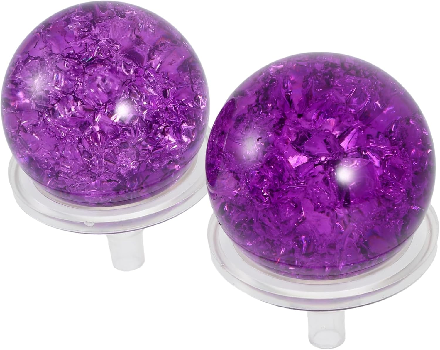 2sets Decorative Ice Cracked Crystal Sphere Stand for Tabletop Fountain Glass Balls for Feng Shui Aquarium and Rockery Decor