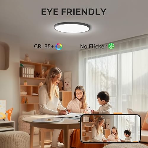 Miniatura 4 de Lámpara de techo LED de montaje empotrado de 28 W, 3100 lm, luz de techo LED súper delgada de 12 pulgadas, luz de día de 5000 K para dormitorio,