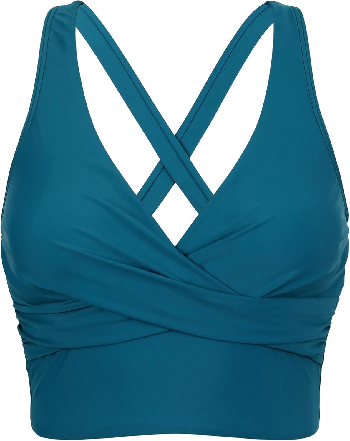 Firpearl Women's Underwire Bikini Tops Only - Longline Swimsuit Top Criss Cross Push Up Swim Crop Top - Image 3