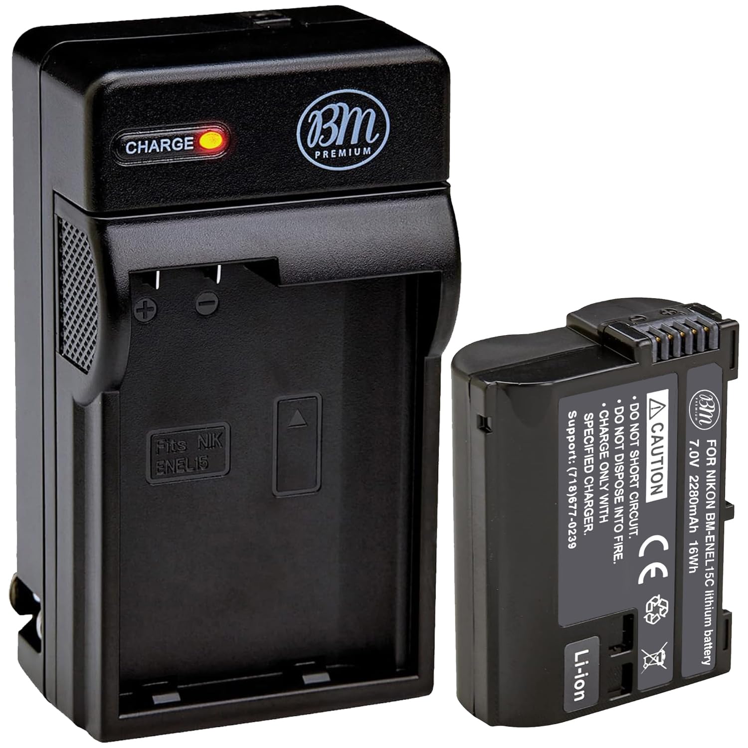 BM Premium EN-EL15C High Capacity Battery and Charger for Nikon Zf, ZR, Z5, Z5 II, Z6, Z6 II, Z6 III, Z7, Z7II, Z8, D500, D600, D610, D750, D780, D800